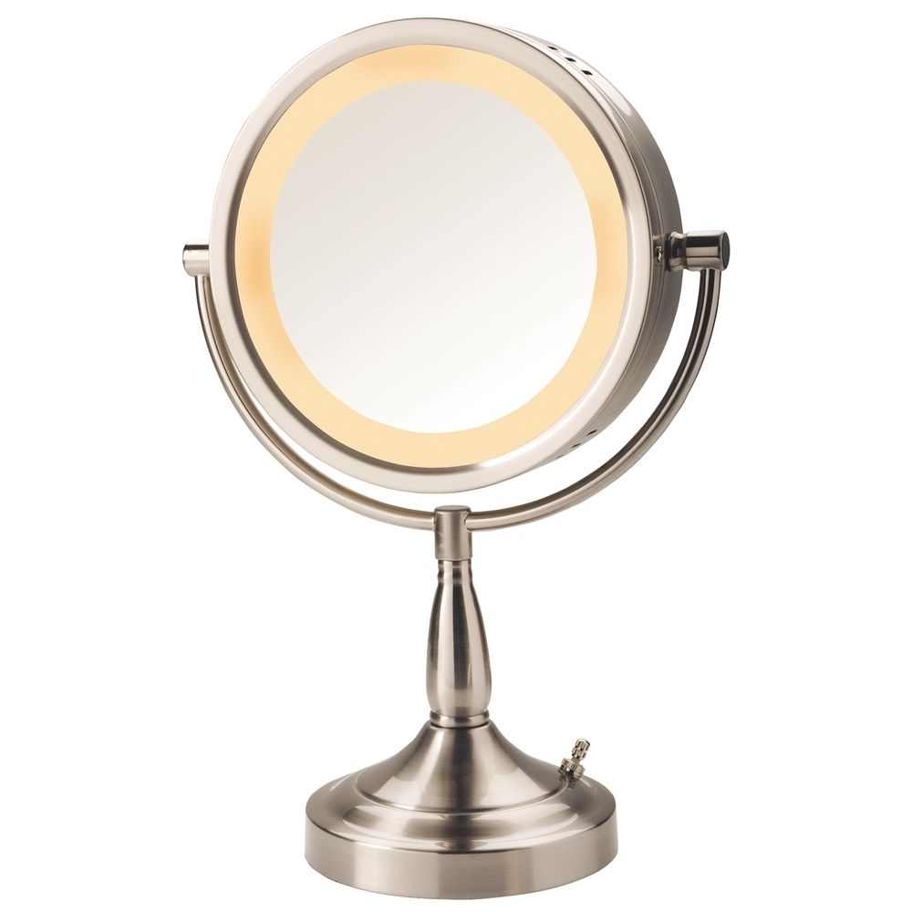 Jerdon® Halo Light® Vanity Mirror, Regular/7x Magnification, 8.5" Diameter, Matte Nickel